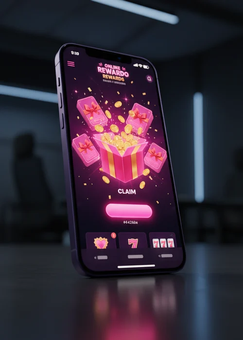 Digital robot hand activating a welcome bonus banner on the Robot Casino interface